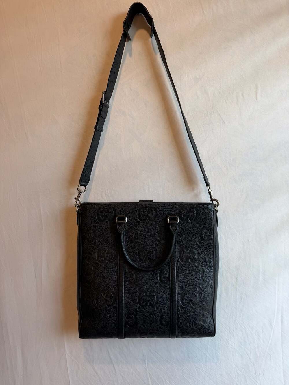 Gucci Jumbo GG Embossed Leather Convertible Briefcase/Tote Bag